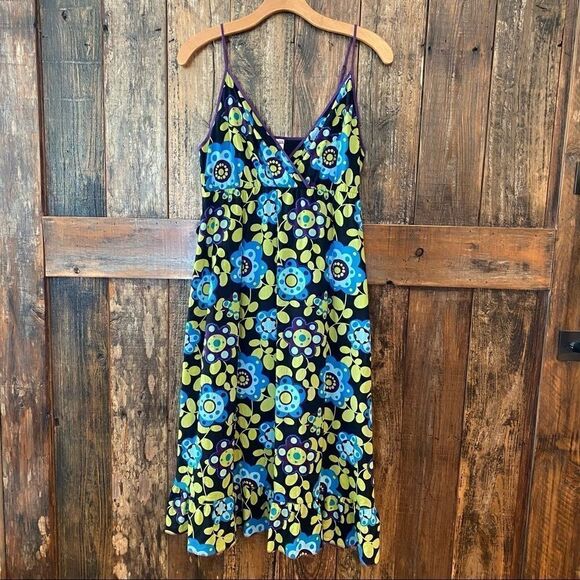 Ralik M Purple Lime Green 1970’s Flower Power Halter Skinny Straps BOHO Dress - Picture 3 of 11